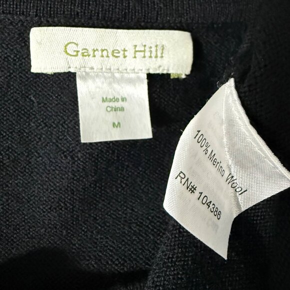 Garnet Hill Sweater Dress Women's Medium Long Sleeve Midi Knit Merino Wool Black - Picture 9 of 12